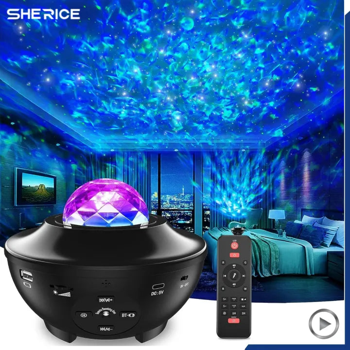 Galaxy Star Projector Lamp — Night Light with Bluetooth Lamp; Remote Control