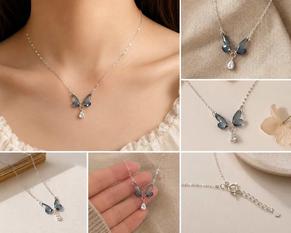 Aurora Sapphire Wings Pendant